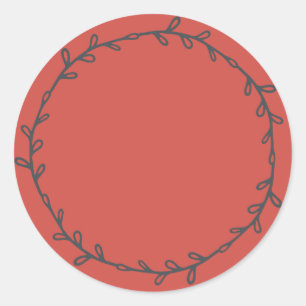 Sticker Rond Rouge Chaud Fait Maison Rustique Écrivez