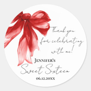 Sticker Rond Rouge Coquette Script Merci pour votre Sweet 16 