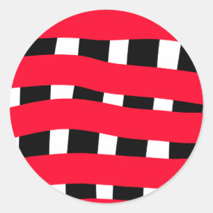 Sticker Rond Rouge croix noire damier simple homme garçon cadea