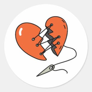 Sticker Rond Rouge de coeur brisé