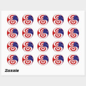 Sticker Rond Rouge dynamique blanc et bleu (Feuille)