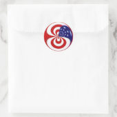 Sticker Rond Rouge dynamique blanc et bleu (Sac)