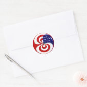 Sticker Rond Rouge dynamique blanc et bleu (Enveloppe)