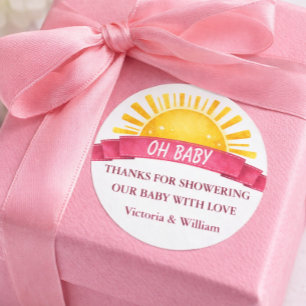 Sticker Rond Rouge émouvant Douce Oh Bébé Merci