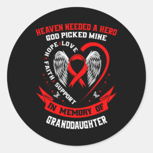 Sticker Rond Rouge En Mémoire De La Petite-Fille Maladie Cardia