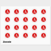 Sticker Rond Rouge et blanc | Adresse de retour du monogramme (Feuille)