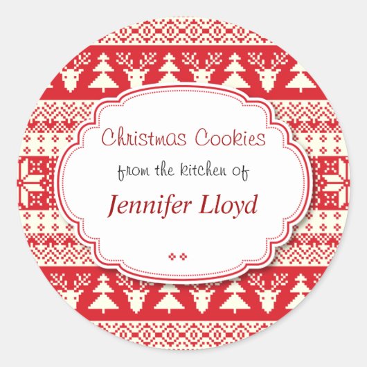 Sticker Rond Rouge et blanc, cookies de Noël, Traitements (Devant)