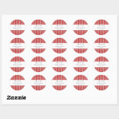 Sticker Rond Rouge et blanc En vichy Motif Barbeque Merci (Feuille)