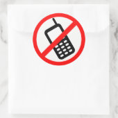 Sticker Rond Rouge et blanc Pas de téléphones cellulaires/Pas d (Sac)