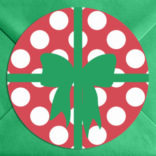 Sticker Rond Rouge et Blanc Polka Dot XMAS
