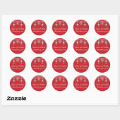 Sticker Rond Rouge et blanc Victorian Wedding préférez autocoll (Feuille)