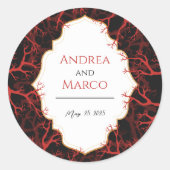 Sticker Rond Rouge et noir Faire-part de mariage gothique foncé (Devant)