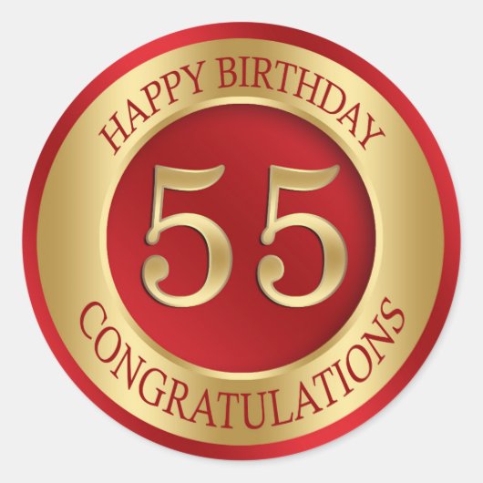 Sticker Rond Rouge et or 55e anniversaire (Devant)