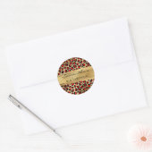 Sticker Rond Rouge et Or Feuille de Léopard 50 & Fabuleux (Enveloppe)