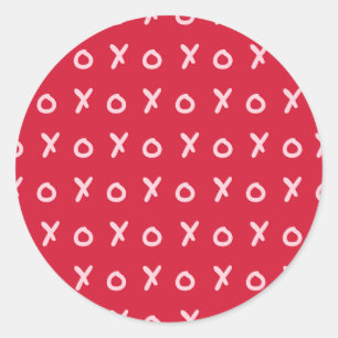 Sticker Rond Rouge et rose clair X O XO XO XO's Trendy Cute