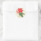 Sticker Rond Rouge et vert Poinsettias Mariage de Noël (Sac)