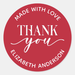 Sticker Rond Rouge Fabriqué Avec Merci D'Amour