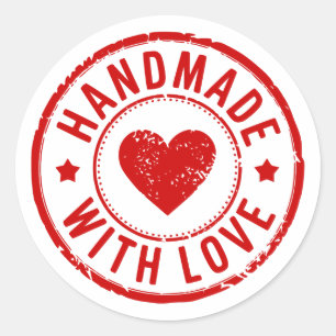 Sticker Rond Rouge fait à la main avec chevalet de coeur d'amou