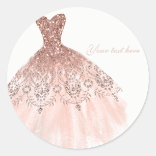 Sticker Rond Rouge Fard Éclatant Pailleté Glam Robe Mariage Fêt