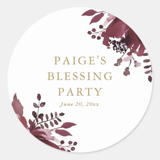 Sticker Rond Rouge Floral Chrétien Mère et Blessure Bébé (Devant)