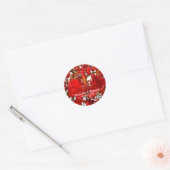 Sticker Rond Rouge Floral Flamboyant Personnaliser Nature (Enveloppe)