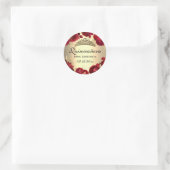 Sticker Rond Rouge Floral Roses Or Quinceanera (Sac)