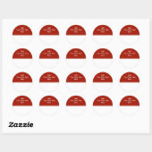 Sticker Rond Rouge foncé avec zone blanche et texte. (Feuille)