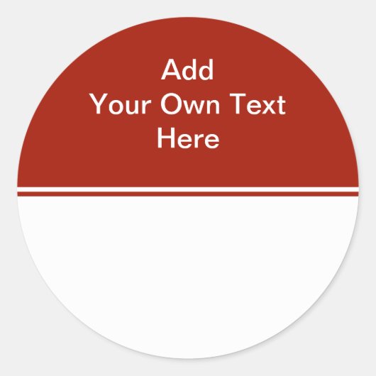 Sticker Rond Rouge foncé avec zone blanche et texte. (Devant)