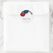 Sticker Rond rouge foncé & bleu marine fleurs argent (Sac)