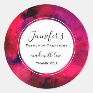 Sticker Rond Rouge foncé et violet moderne Abstrait affaires
