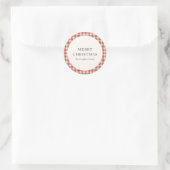 Sticker Rond Rouge Gingham Noël Moderne Rustique (Sac)