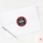 Sticker Rond Rouge Gingham Rustique Je Fais du BBQ Mariage (Enveloppe)