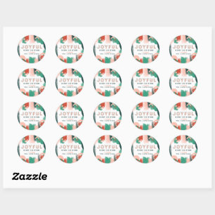 Sticker Rond Rouge graphique abstrait moderne, rose + joyeux