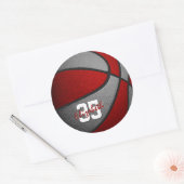 Sticker Rond rouge gris filles garçons basket-ball équipe coule (Enveloppe)