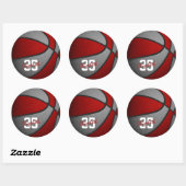 Sticker Rond rouge gris filles garçons basket-ball équipe coule (Feuille)
