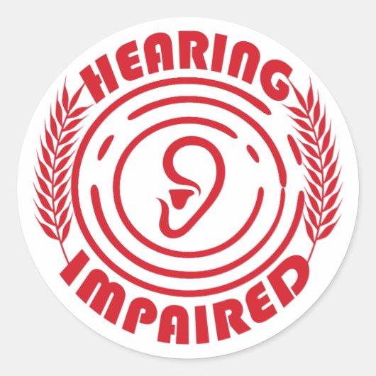 Sticker Rond Rouge - Handicap auditif (Devant)