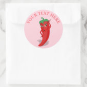Sticker Rond Rouge Hot Pepper Diva Pastel Rose Personnalisé (Sac)