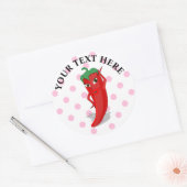 Sticker Rond Rouge Hot Pepper Diva Pois roses (Enveloppe)