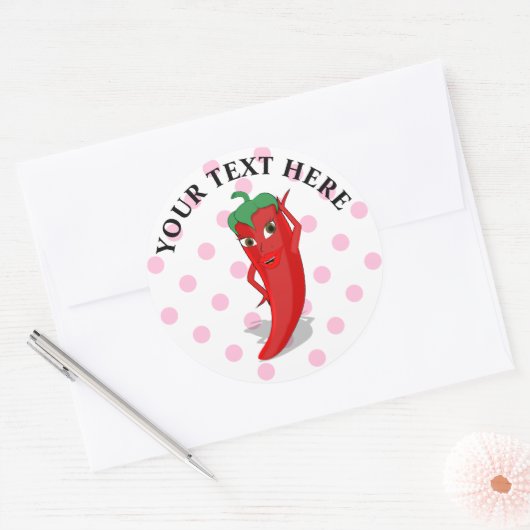 Sticker Rond Rouge Hot Pepper Diva Pois roses (Enveloppe)
