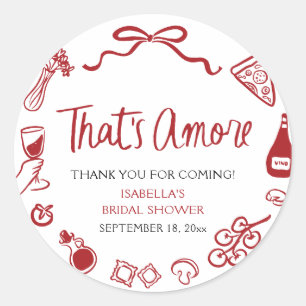 Sticker Rond Rouge Italien C'est l'Amour Pizza Pâtes Réception 