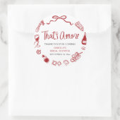 Sticker Rond Rouge Italien C'est l'Amour Pizza Pâtes Réception  (Sac)