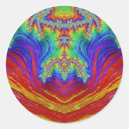 Sticker rond rouge jaune bleu pourpl~ Classic (Devant)