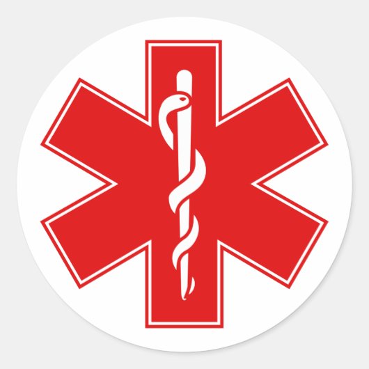 Sticker Rond Rouge Jaune Orange Blanc infirmière EMS Star of Li (Devant)