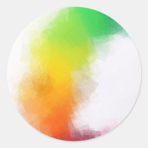 Sticker Rond Rouge Jaune Orange Bleu Vert Rose Blanc Abstrait