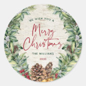 Sticker Rond Rouge Joyeux Noël Pine de Noël Werath (Devant)