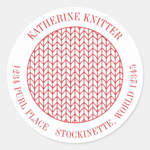 Sticker Rond ROUGE LIGNE KNIT Large Rond Adresse Seals