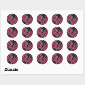 Sticker Rond Rouge lilas sur bleu foncé (Feuille)