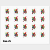 Sticker Rond Rouge macaw tropical floral (Feuille)