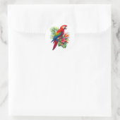 Sticker Rond Rouge macaw tropical floral (Sac)