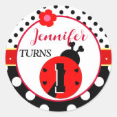 Sticker Rond Rouge mignon et noir Ladybug (Devant)